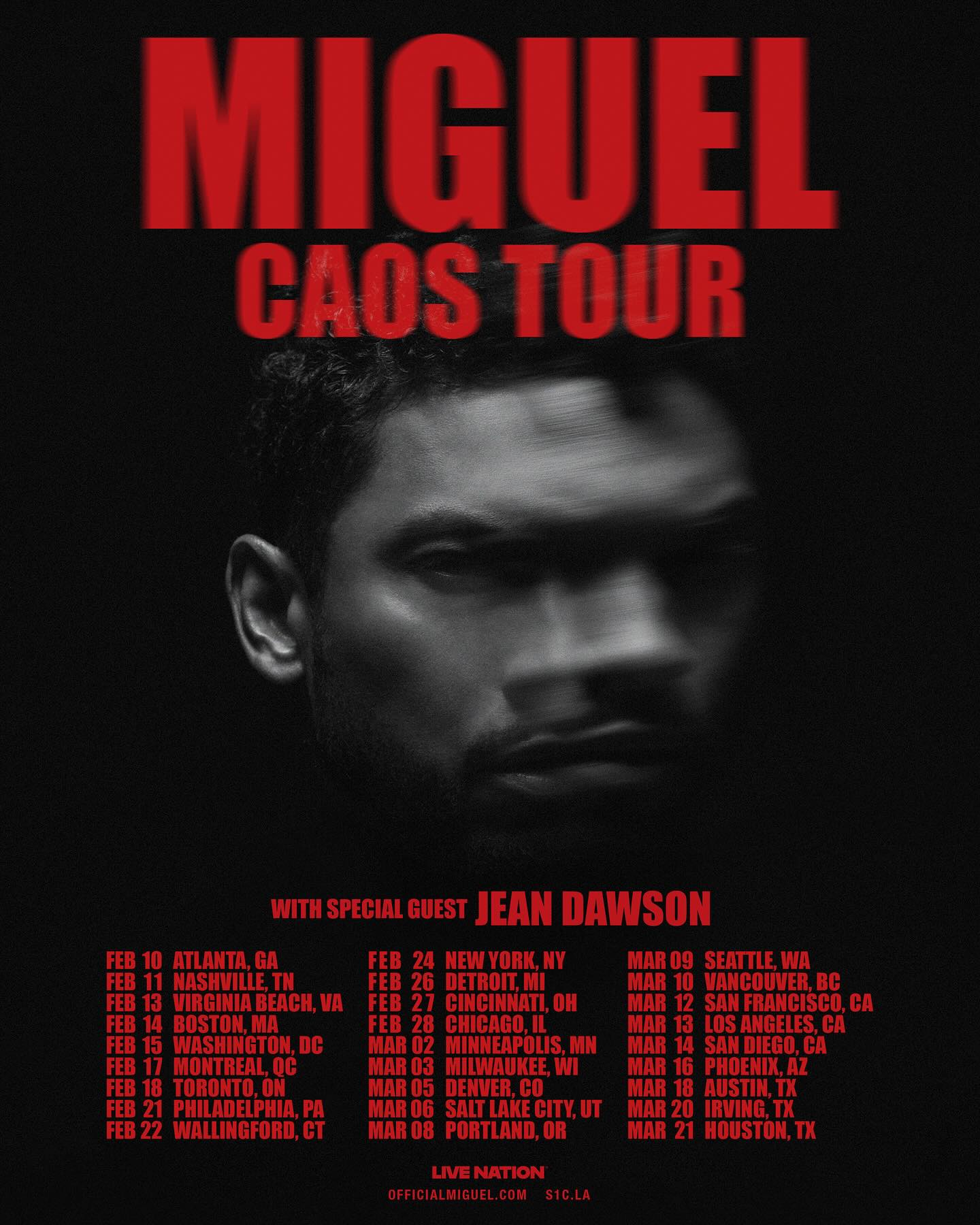Jean Dawson Miguel: CAOS Tour Poster 2026